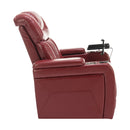 270 Degree Swivel PU Leather Power Recliner Individual Seat Home Theater Recliner with Comforable Backrest, Tray Table, Phone Holder, Cup Holder, USB Port, Hidden Arm Storage for Living Room, Red