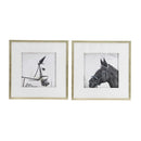 Wall Art Horse Animal Printing, Wall Decor Accent (Set of 2) - Golden / White by Unique Piece Furniture