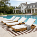 Acacia Wood Chaise Lounge with Cushion
