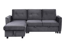 Hudson - Reversible Sleeper Sectional Sofa With Storage Chaise - Dark Gray by HouseOfZazla