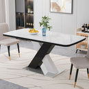 Rectangle Dining Table, Stretchable, Table Top With X Shape And Legs And Base - White / Black by HouseOfZazla