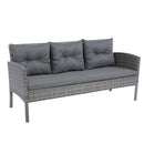 6 Piece Patio Wicker Sectional Set Patio Backyard Conversation Set Grey Wicker + Dark Grey Cushion