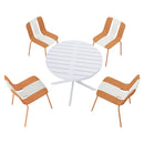 4 Piece Set Of Modern Striped Color Blocking Single Chairs With Round Table by Unique Piece Furniture