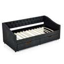 Upholstered Tufted Daybed With 2 Drawers, Waved Arms by HouseOfZazla