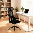 High Back Ergonomic Swivel Rolling Office Chair With Tilt Function, 3D Headrest, Lumbar Support - Black by HouseOfZazla