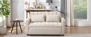 55.9" Convertible Sofa Bed Loveseat Sofa with Three USB Ports, Two Side Pockets, Two Cup Holders and 360Swivel Phone Holder for Living Room, Beige