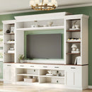 Farmhouse 4-Piece Entertainment Center with Bookshelf for TVs Up to 70"