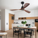 48" Ceiling Fan Without Light, 3 Solid Wood Blades Outdoor Ceiling Fan 6 - Speed Reversible DC Motor For Living Room - Black by Unique Piece Furniture