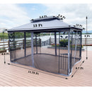 13 x 10 Ft Patio Gazebo Tent with Ventilated Double Roof and Mosquito Net