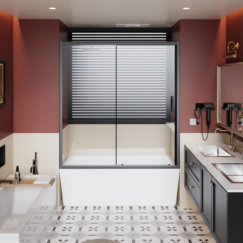 Sliding Shower Door For Bathtub - Matt Black, photo 8 of 8
