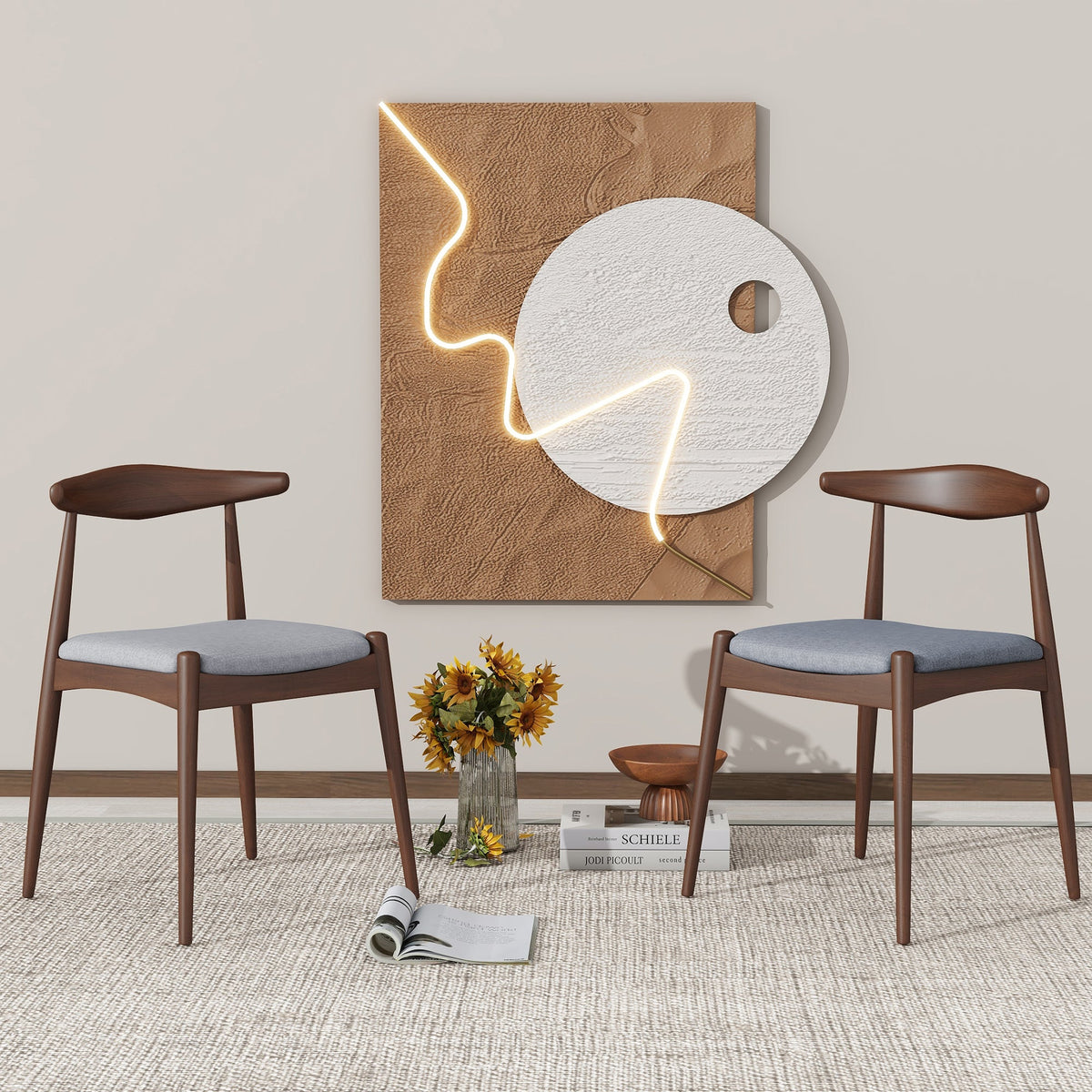 Set of 2 Rubberwood Dining Chairs, photo 5 of 11