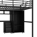 Full Size Loft Bed With Desk Set And Wardrobe - Black by HouseOfZazla