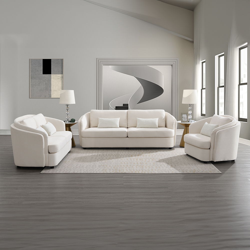 Mariko - Sofa With 2 Pillows - Beige Linen, photo 5 of 6