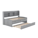 Captain Bed With Built In Bookshelves, 3 Storage Drawers, And Trundle