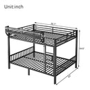 Queen Over Queen Bunk Bed With Ladder And Storage Shelf - Black by HouseOfZazla