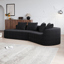Upholstered Oversized Sectional Sofa, 4 Seater Extra Deep & Wide Seat Curved Cloud Couch With 4 Throw Pillows, Free Combination Living Room - Black by HouseOfZazla