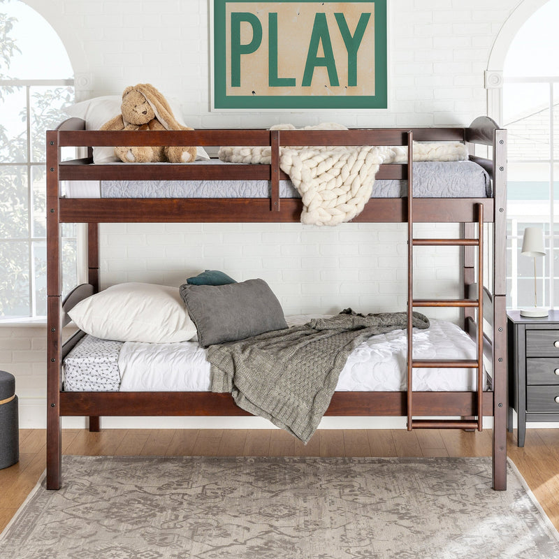 Carolina Transitional Solid Wood Twin-over-Twin Bunk Bed