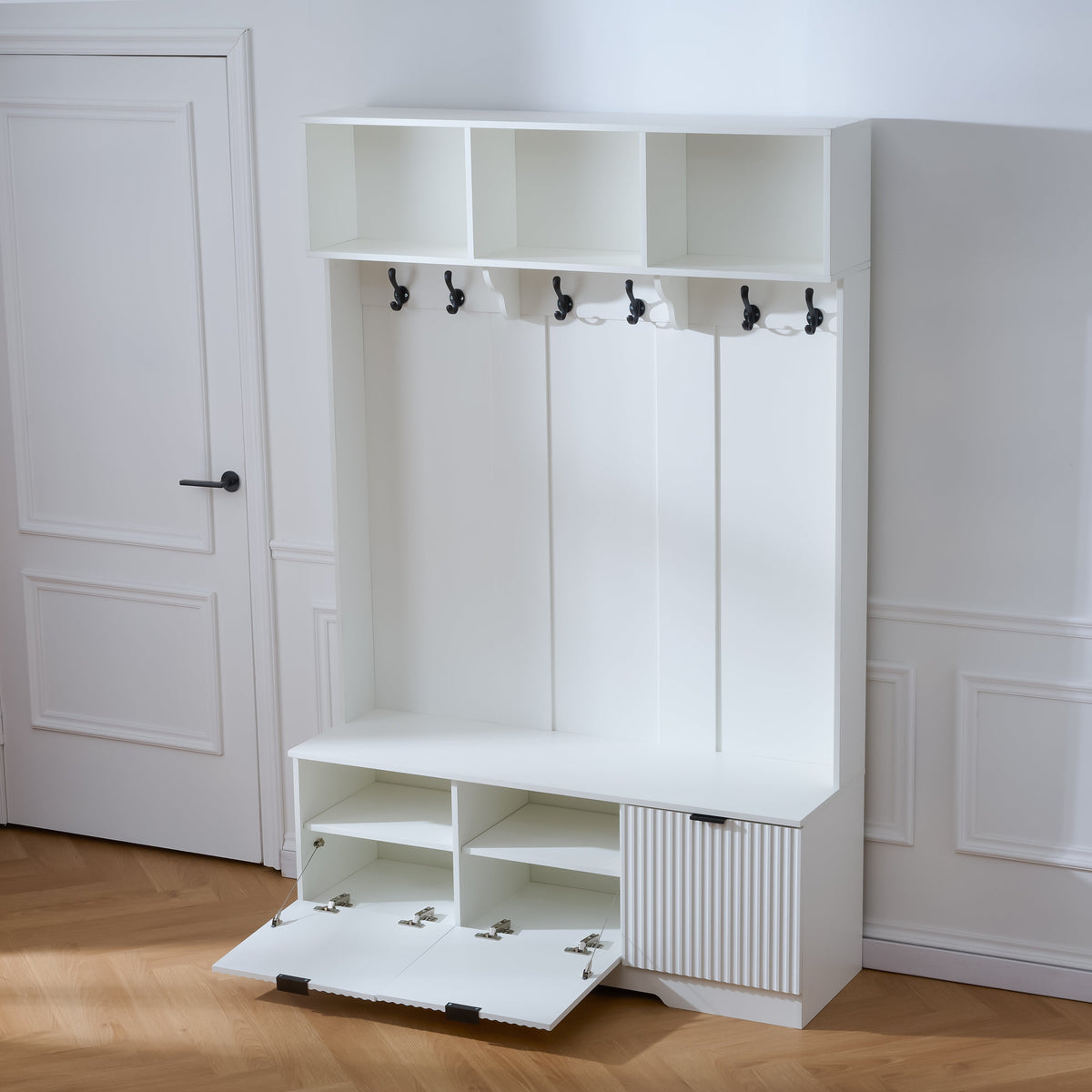 49.6" 5-in-1 Hall Tree with Bench, Shoe Storage & Cabinets, photo 2 of 10
