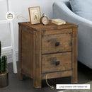 Wood 2 Storage Sliding Drawers End Nightstand-Oak by LJGDeals