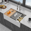 Workstation Single Bowl Apron Front Kitchen Sink - White by HouseOfZazla