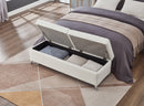 56.7" Bed Bench with Storage White Leather