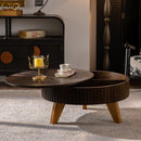 Round Retro Coffee With Solid Wood Legs by Unique Piece Furniture