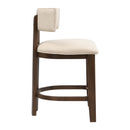 26" Counter Height Bar Stool, Upholstered Counter Stools (Set of 2) - Walnut & Beige by HouseOfZazla