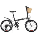 20 Inch Folding Bike for Adults with Basket and Phone Holder