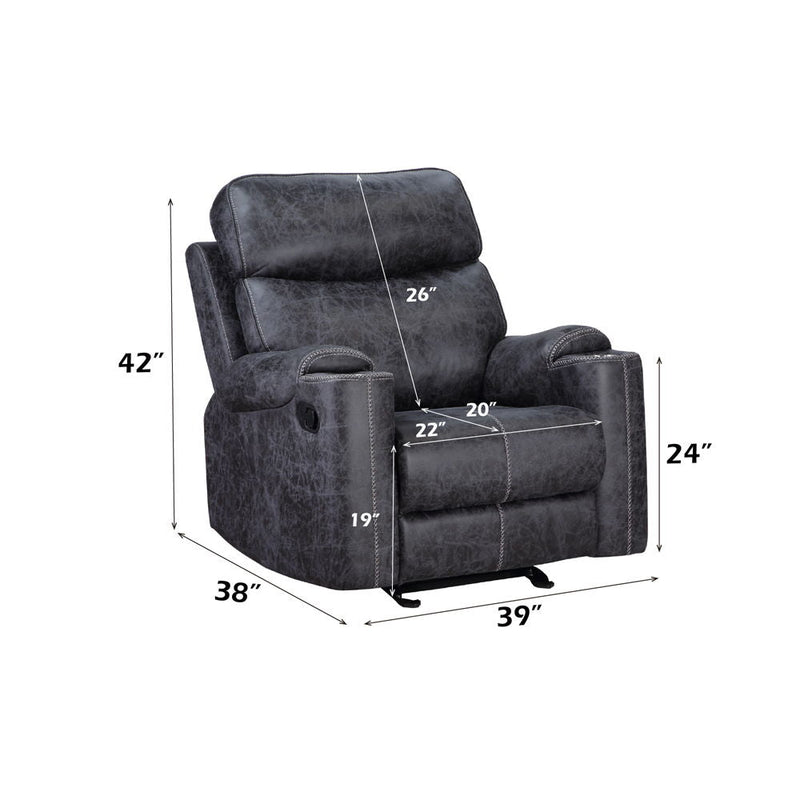 Hirah - Motion Glider Recliner - Dark Gray Polish Microfiber, photo 4 of 6