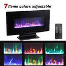 36 Inch Curved Front Electric Fireplace, Freestanding or Wall Mounted Electric Fireplace with Adjustable Flame Color & Remote Control