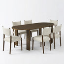 7 Pieces Modern Oval Dining Set, Rustic Farmhouse Solid Wood Kitchen Table Set for 6 by HouseOfZazla