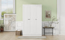 3-Door Shutter Wardrobe with shelves, White