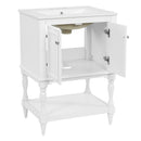 Modern Bathroom Vanity With Sink, Rectangular Cabinet With Open Shelf And Closed Storage