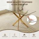 Rectangular Glass Dining Table with Gold-Plated Legs