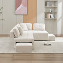 91.73" L-shaped Sofa Sectional Sofa Couch with 2 Stools and 2 Lumbar Pillows for Living Room, Biege