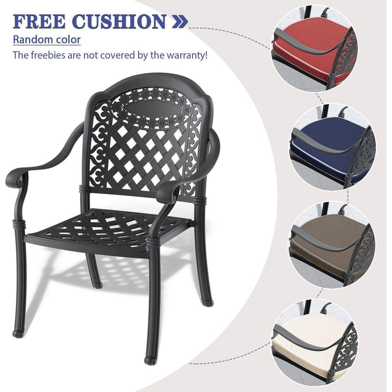 (Cushions In Random Colors)7-Piece Set Of Cast Aluminum Patio Furniture With Cushions