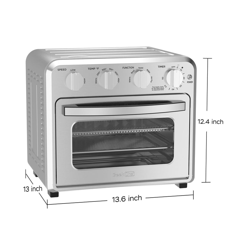 Geek Chef Air Fryer Toaster Oven Combo, 4 Slice Toaster Convection Air Fryer Oven Warm, Broil, Toast, Bake, Air Fry, Oil-Free, Accessories Included, Stainless Steel, Silver (16QT Air Fryer Oven)