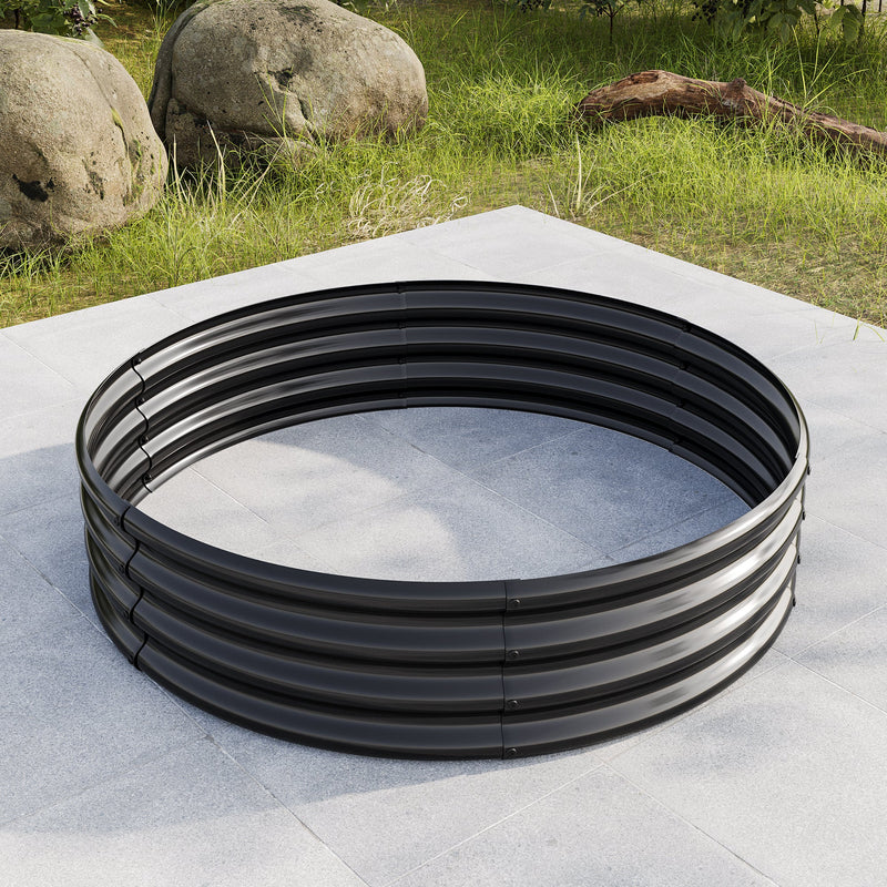 47.24x11.4" Tall Round Raised Garedn Bed,Metal Raised Beds for Vegetables, Outdoor Garden Raised Planter Box, Backyard Patio Planter Raised Beds for Flowers, Herbs, Fruits Black