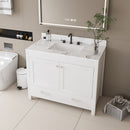 43" Bathroom Vanity With Artificial Marble Carrara Top Set, Multi Functional Bathroom Cabinet With Doors And Drawer - White by Unique Piece Furniture
