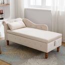 Chaise Lounge Indoor, Lounge Chair For Bedroom With Storage & Pillow, Modern Upholstered Rolled Arm Chase Lounge For Sleeping With Nailhead Trim For Living Room Bedroom Office by Unique Piece Furniture