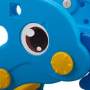 3 in 1 Kids Climber and Slide, Toddler Play Set with Basketball Hoop and Ball, Indoor Outdoor Freestanding Slide for Preschool Boys Girls, Blue Dolphin