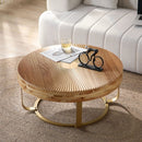 Modern Round Coffee Table With Wooden Carving Pattern by Unique Piece Furniture