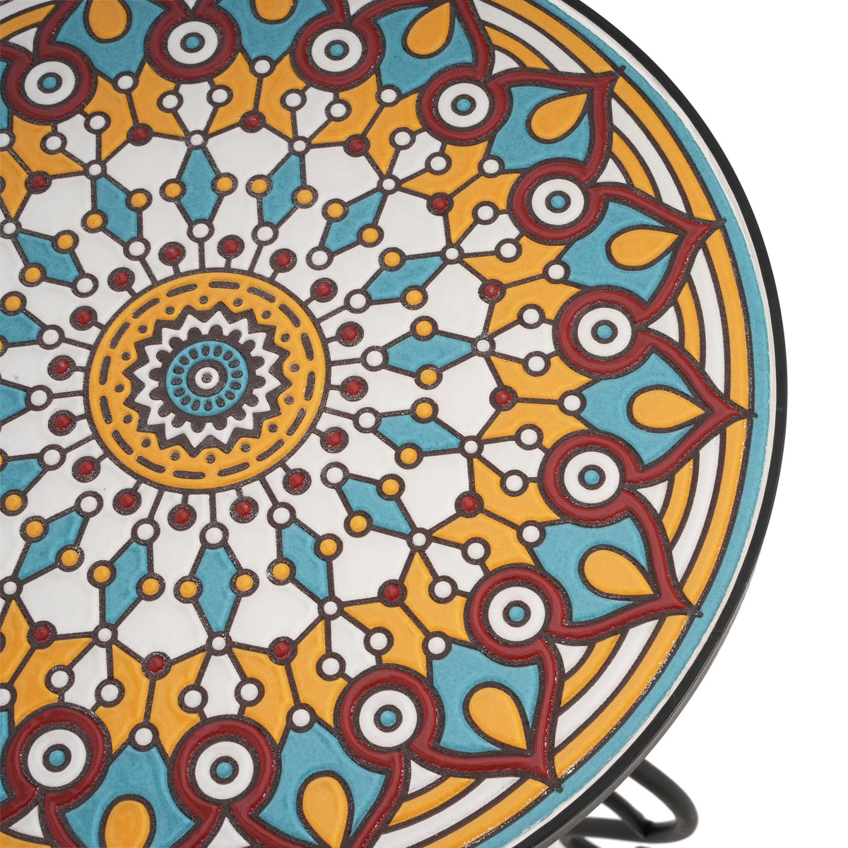 Round Ceramic Outdoor Side Table, Colorful + Black, photo 7 of 10