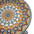 Round Ceramic Outdoor Side Table, Colorful + Black by HouseOfZazla