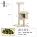3-Level Cat Tree with Sisal Scratching Posts, Fun Cat Badminton Toy for Playing, Soft Cushions, & Play Areas