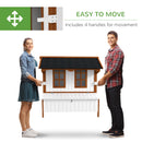 47" Chicken Coop Wooden Chicken House Rabbit Hutch Raised Poultry Cage Portable Hen Pen Backyard with Nesting Box and Handles