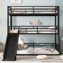 Twin Over Twin Over Full Bunk Bed with Slide