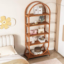 Arched 5 Tier Open Bookshelf For Office - Brown