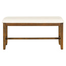 6-Piece Kitchen Dining Table Set Wooden Rectangular Dining Table, 4 Fabric Chairs and Bench Family Furniture (Natural Cherry)