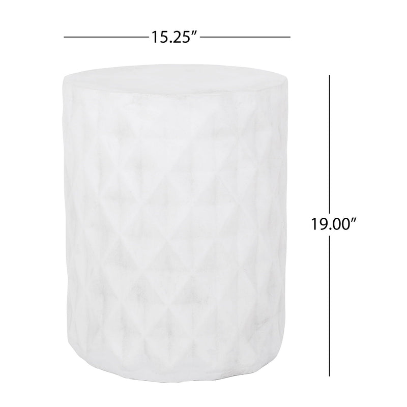 Outdoor Lightweight Concrete Side Table - Antique White, photo 9 of 10